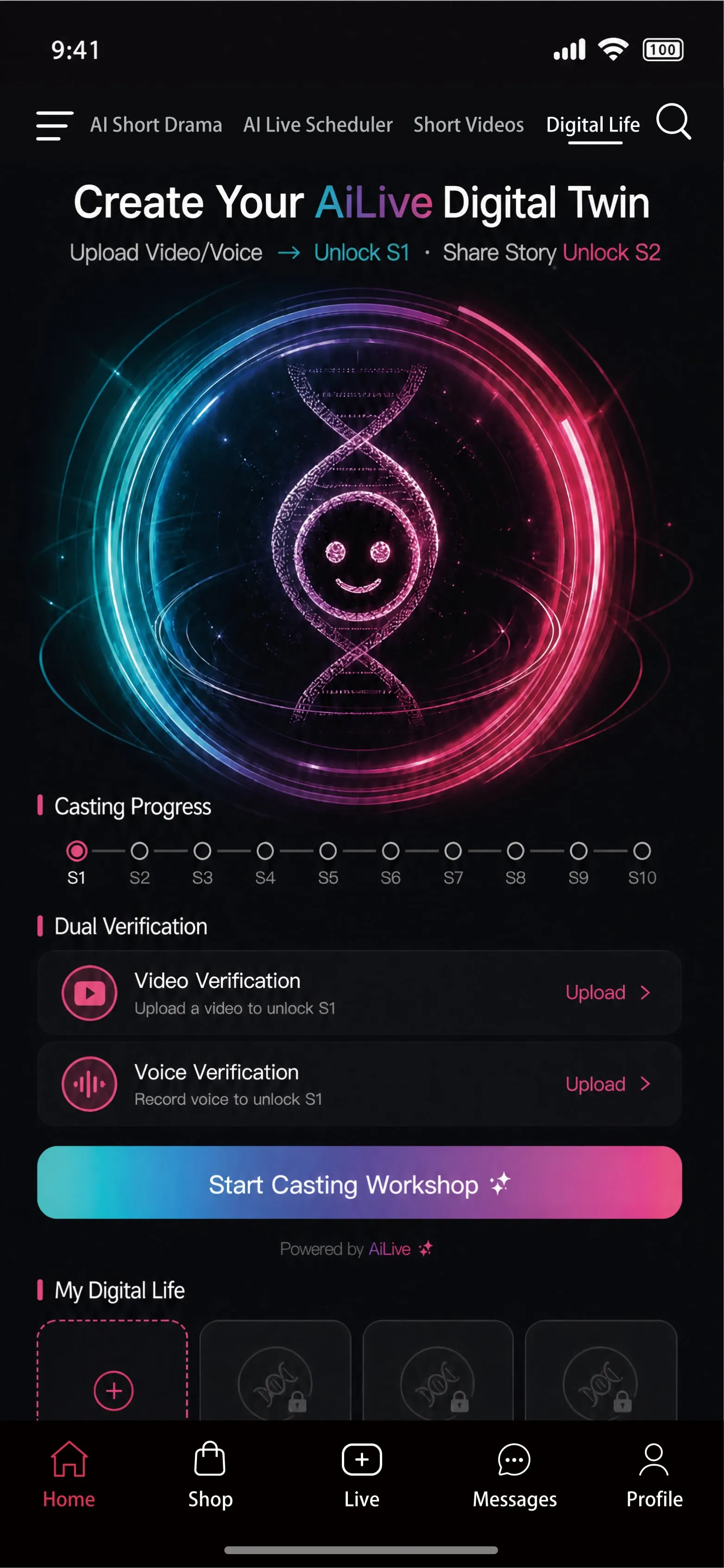 PeduliAI digital life creation interface in English